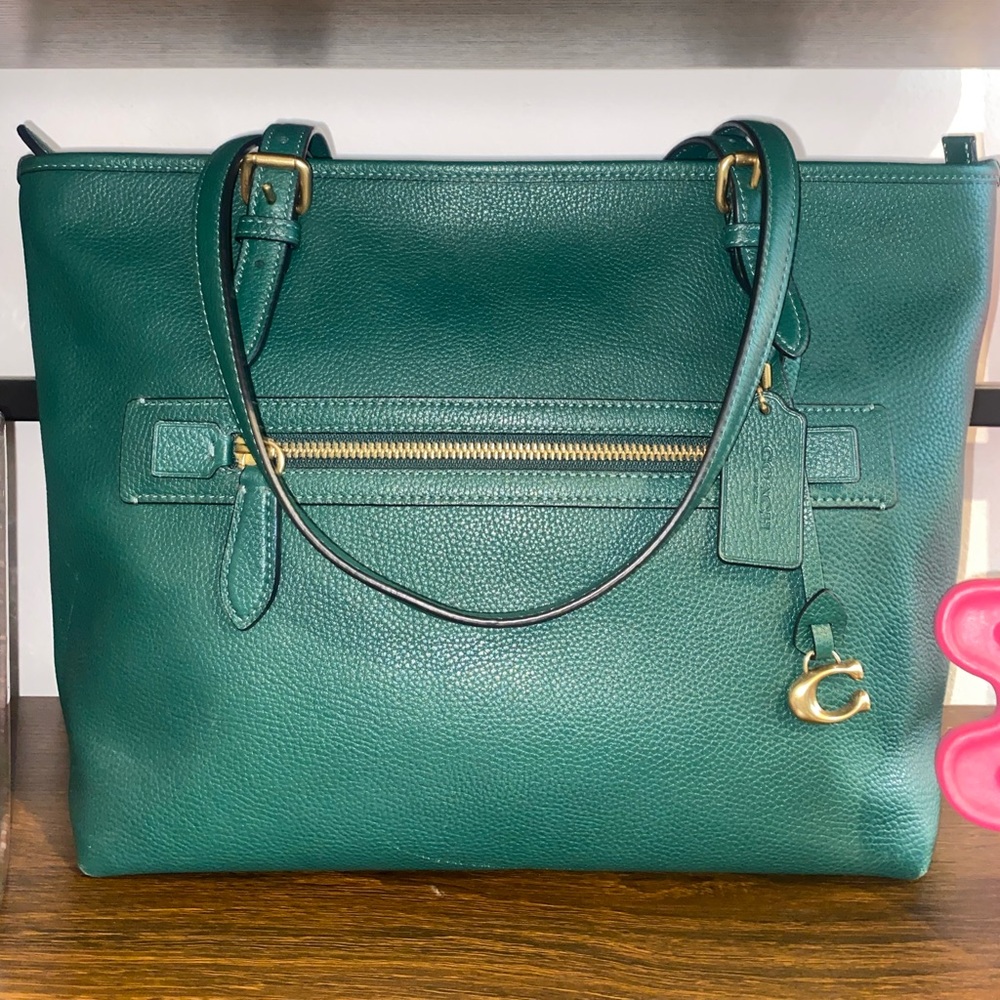 Coach Taylor pebbled leather tote - pine Green - Picture 3 of 16